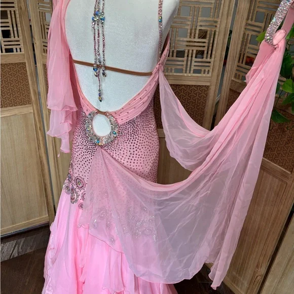 Chrisanne Couture Pink Ballroom Gown with Removable Standard Floats - Picture 6 of 9